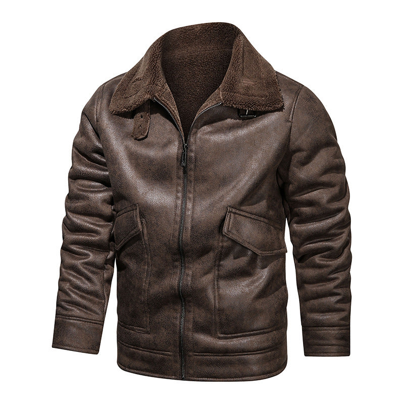 Herren Lederjacke mit warmem Fleeceinnenfutter und praktischen Taschen Heidi-Mode