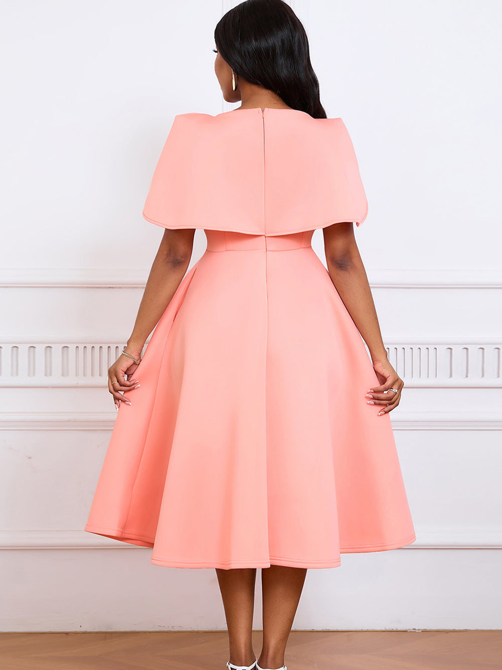 Damen elegante Abendkleid mit übergroßen Ärmel Heidi-Mode