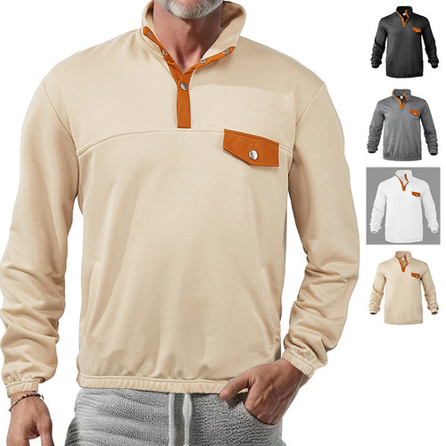 Herren modisches Sweatshirt mit Kragen details Heidi-Mode