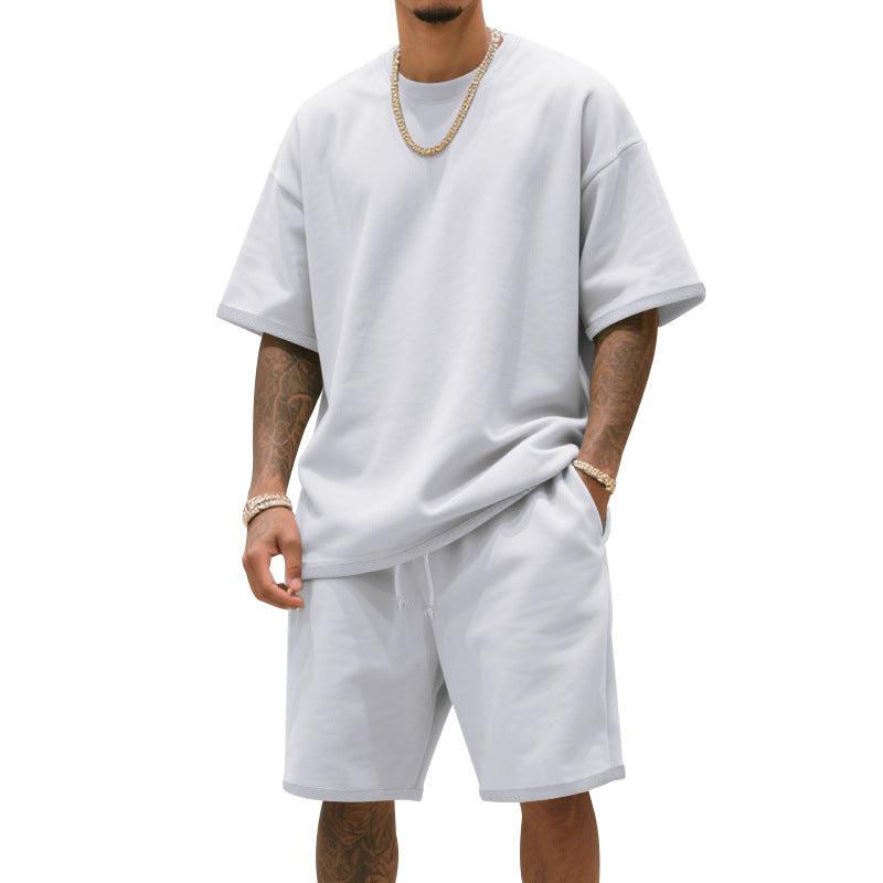 Herren Freizeit-Set mit bequemem T-Shirt und Shorts aus atmungsaktiver Baumwolle Heidi-Mode