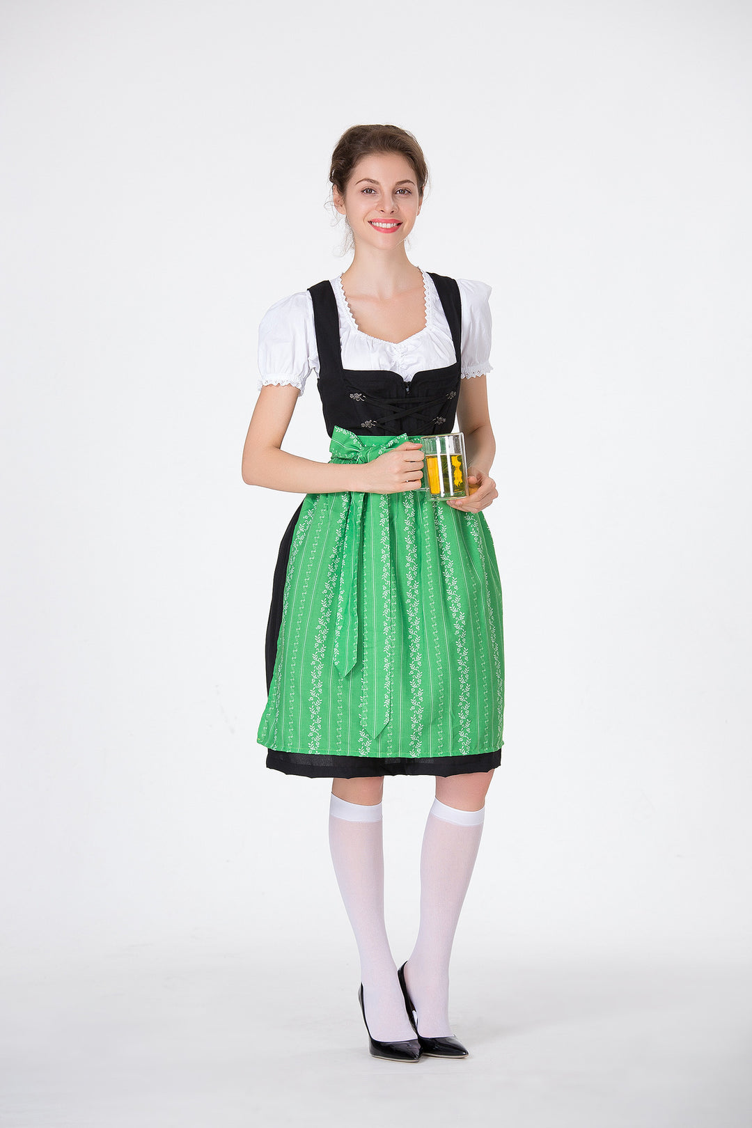 Damen Trachtenkleid mit eleganter Schürze und verspielten Rüschenkanten Heidi