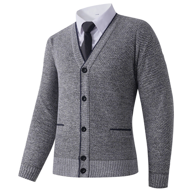 Herren Strickjacke mit V-Ausschnitt und klassischem Design Heidi-Mode