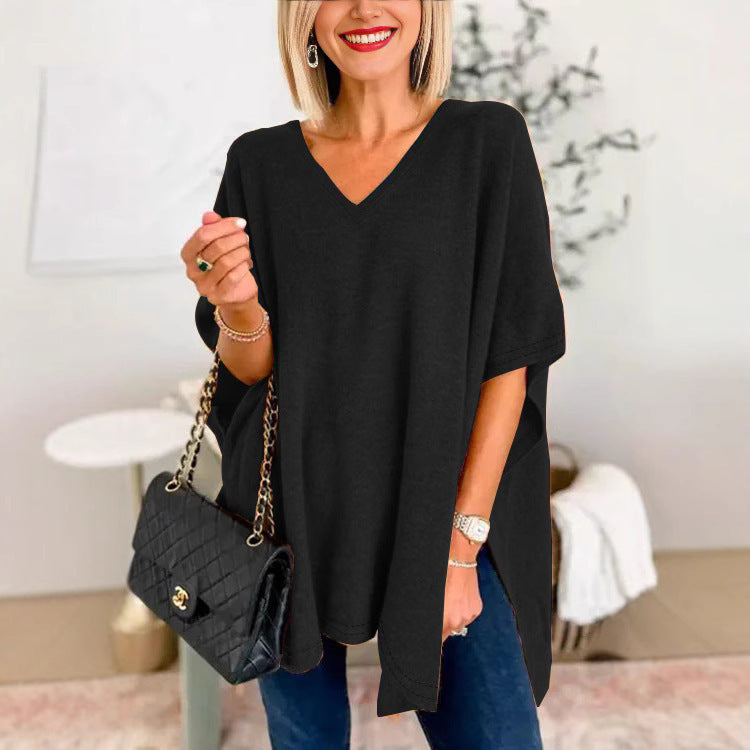 Damen Oversized V-Ausschnitt Tunika Heidi-Mode