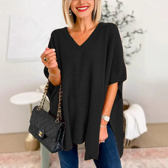 Damen Oversized V-Ausschnitt Tunika Heidi-Mode