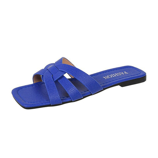 Damen Flache Riemchen-Sandalen mit geflochtenem Riemendesign und komfortabler Innensohle Heidi-Mode