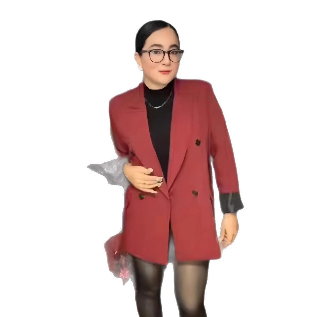 Damen Oversized Blazer mit doppelter Knopfreihe und lässigem Schnitt Heidi-Mode