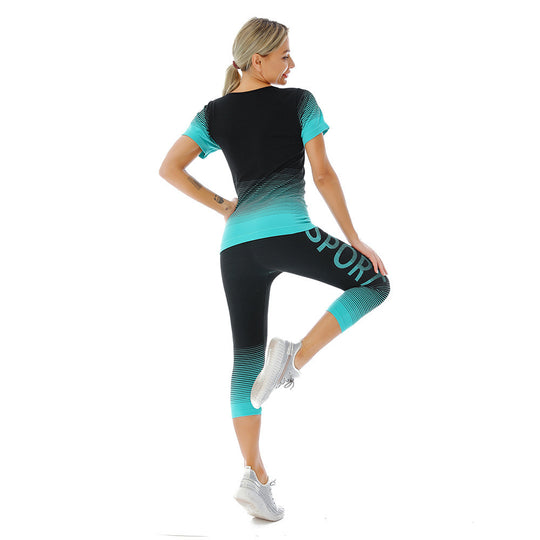 Damen Sportliches Fitness-Set mit grafischem Design und hoher Atmungsaktivität Heidi-Mode