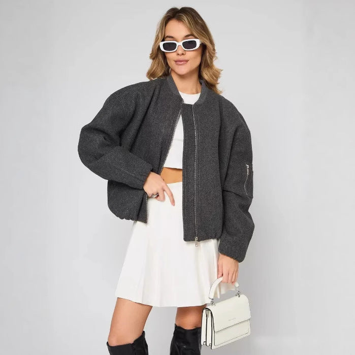Damen modische Puffjacke mit praktischen Reißverschlusstaschen und elastischen Bündchen Heidi-Mode