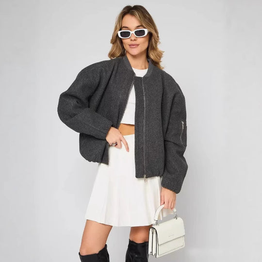 Damen modische Puffjacke mit praktischen Reißverschlusstaschen und elastischen Bündchen Heidi-Mode