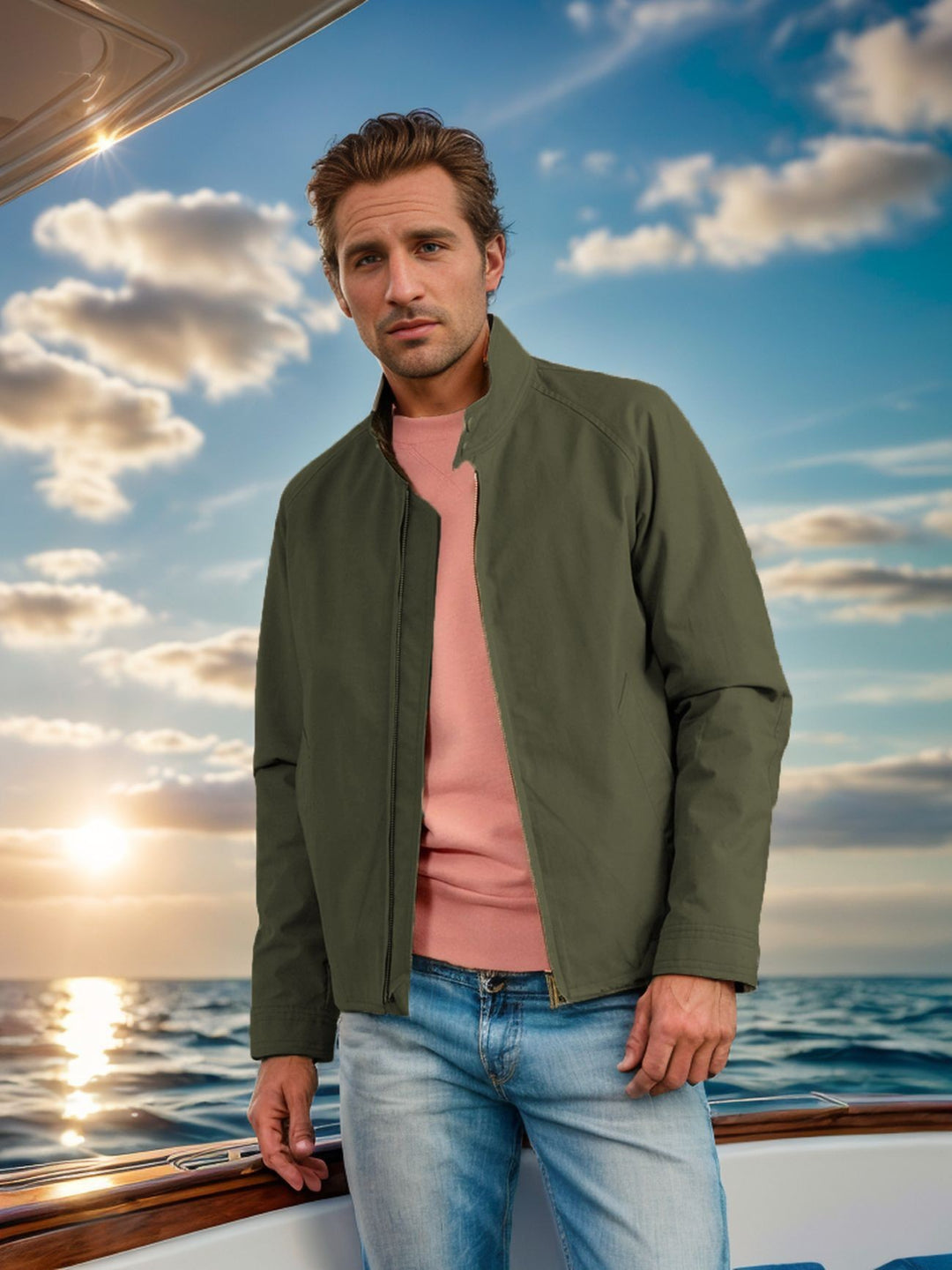 Herren sportliche Utility-Jacke mit wärmendem Innenfutter und stylischem Kragen Heidi-Mode
