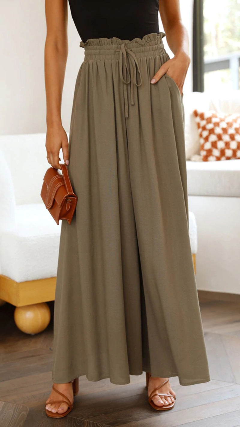 Heidi Mode | Elastischer Gürtel Weites Bein Hohe Taille Hose
