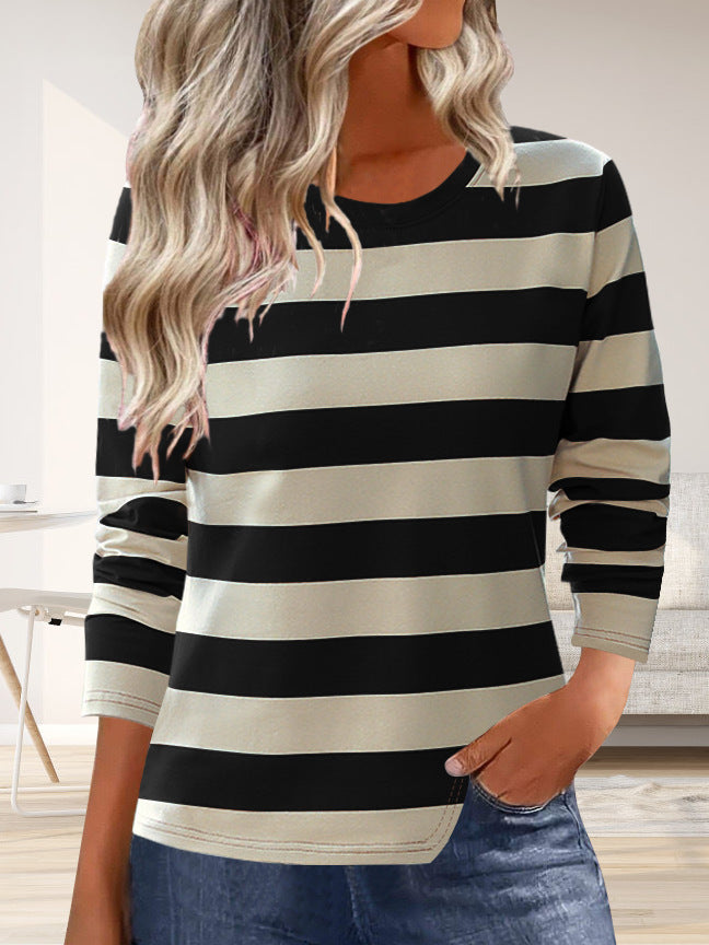 Damen Langarmshirt mit modernem Streifenmuster und bequemer Passform Heidi-Mode