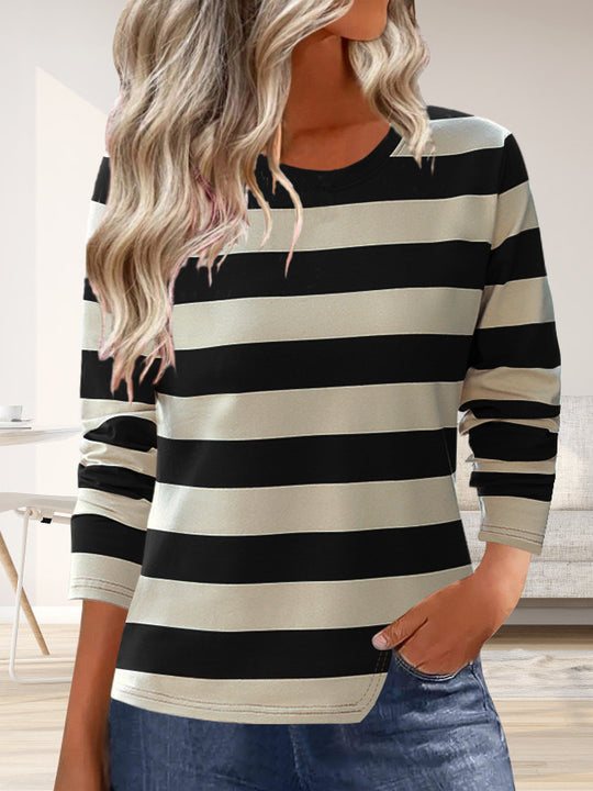 Damen Langarmshirt mit modernem Streifenmuster und bequemer Passform Heidi-Mode