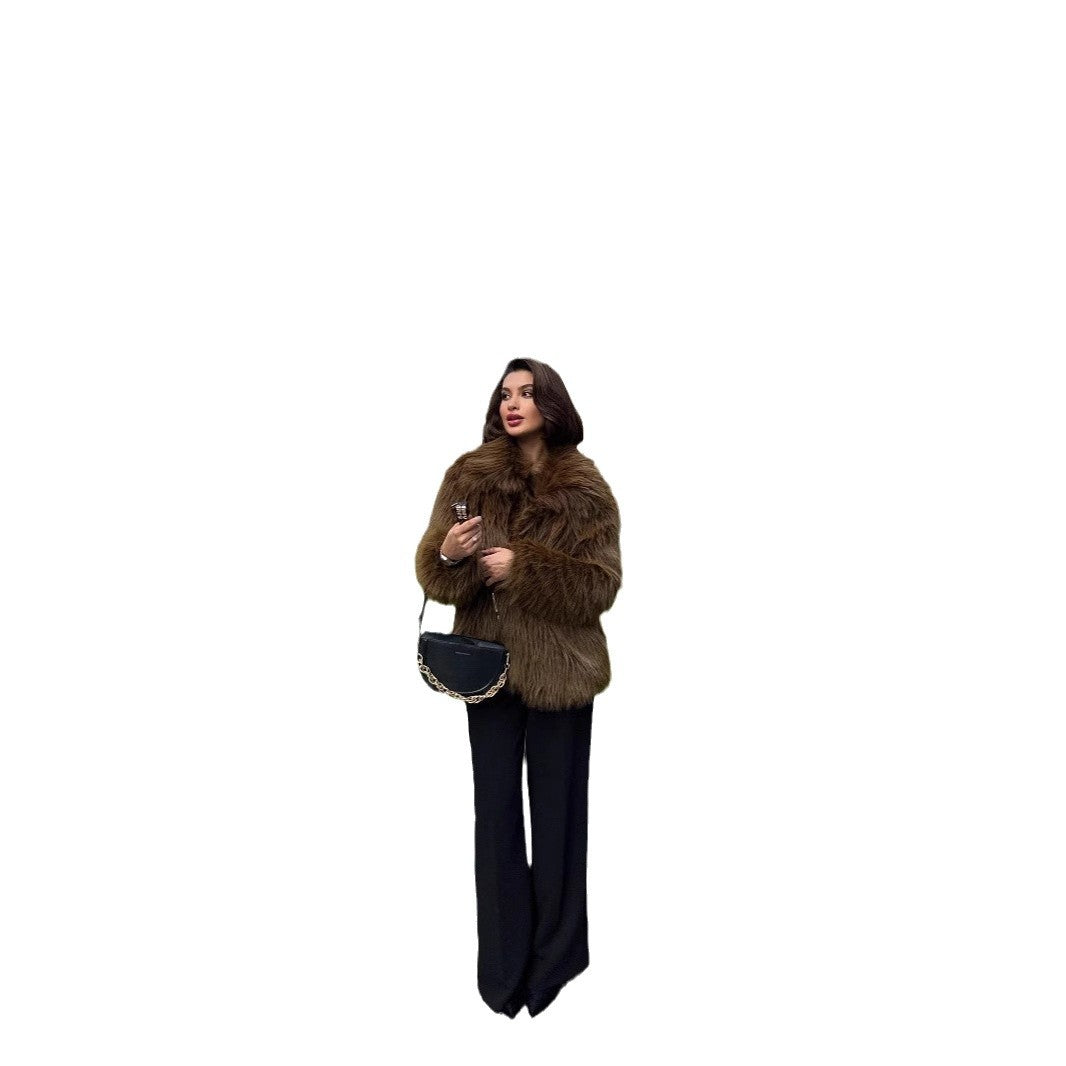 Damen Luxuriöse Felljacke mit voluminösen Ärmeln und weich gefüttert Heidi-Mode
