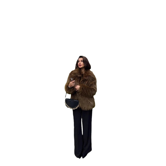 Damen Luxuriöse Felljacke mit voluminösen Ärmeln und weich gefüttert Heidi-Mode