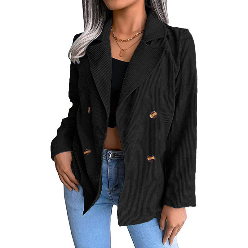 Damen modische Cordjacke mit doppelter Knopfleiste Heidi-Mode