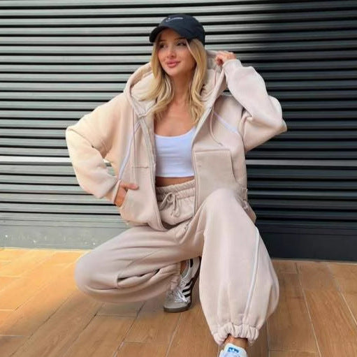 Damen Sportliches Set aus Hoodie und lässiger Jogginghose mit Kordelzug Heidi-Mode