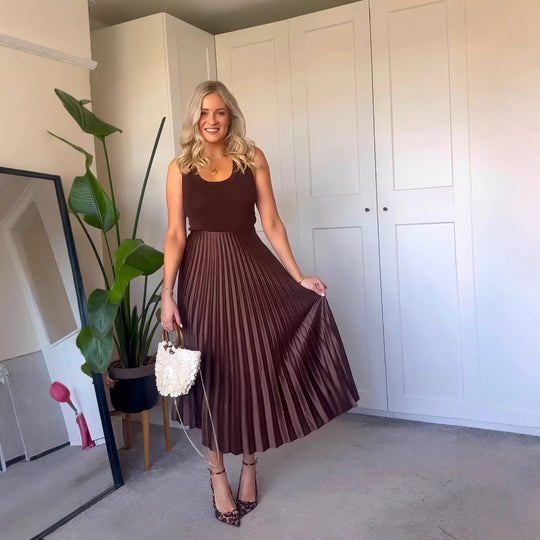 Damen Plissee-Rock mit fließendem Schnitt und elastischem Bund Heidi-Mode