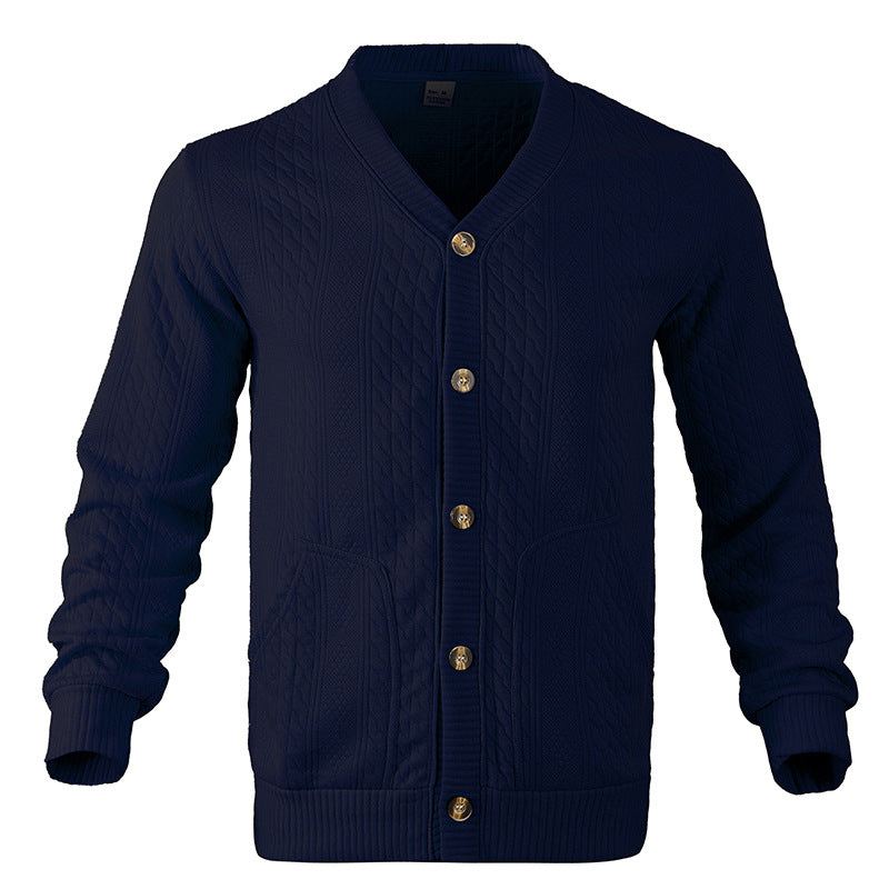 Herren Strickjacke mit hochwertigem Strukturmuster und modernen Knöpfen Heidi-Mode