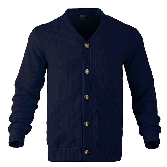 Herren Strickjacke mit hochwertigem Strukturmuster und modernen Knöpfen Heidi-Mode