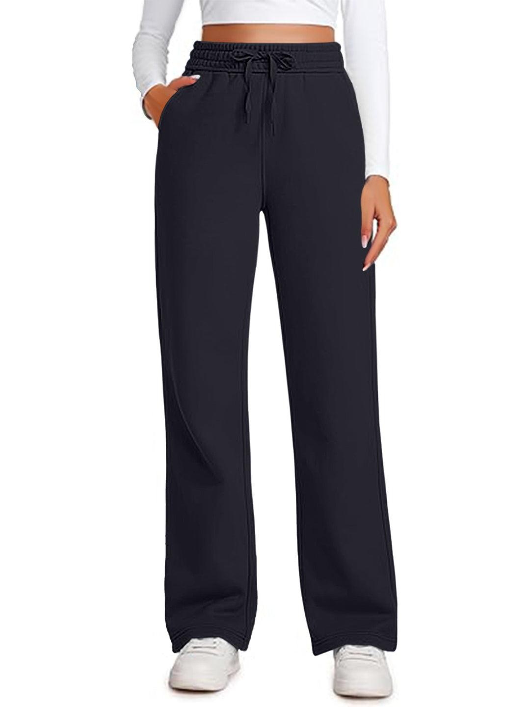 Damen Lässige Freizeithose mit weitem Schnitt und elastischem Bund Heidi-Mode