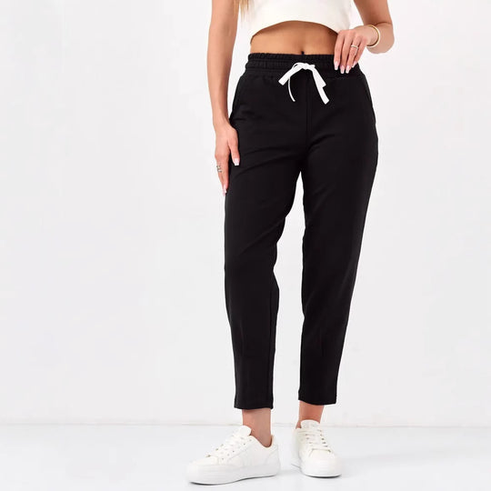 Damen Elegante Jogginghose mit Kordelzug und schmalem Schnitt Heidi-Mode