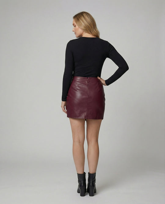 Damen Kunstleder Wickelrock Heidi Mode