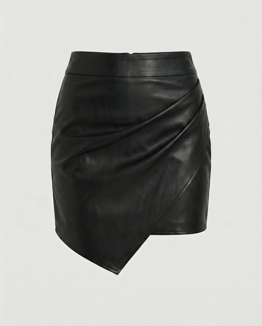 Damen Kunstleder Wickelrock Heidi Mode