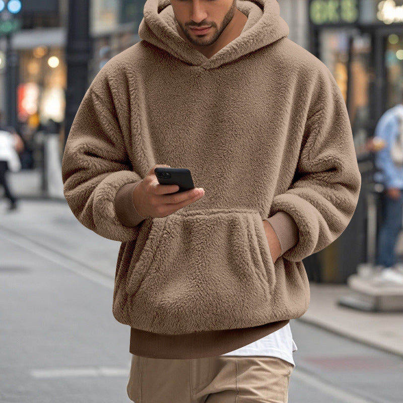 Herren übergroßer Fleece-Hoodie mit Kängurutasche und gemütlichem Schnitt Heidi-Mode