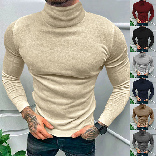 Herren eleganter Rollkragenpullover aus hochwertigem Baumwollmix Heidi-Mode