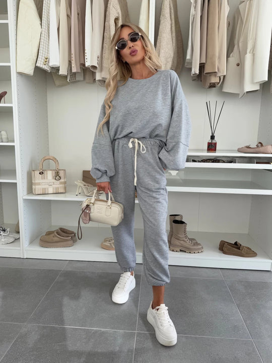 Damen modisches und bequemes Loungewear-Set mit Taillenkordel Heidi-Mode