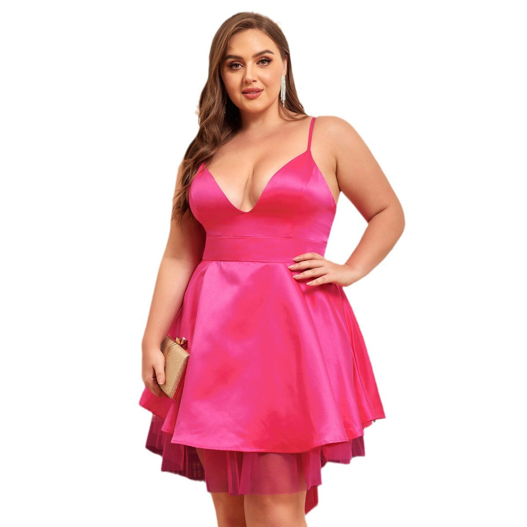 Damen Abendkleid mit tiefem V-Ausschnitt und schwingendem Tüllrock Heidi-Mode