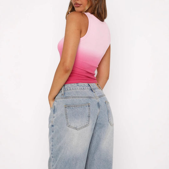 Damen ärmelloses Ripptop mit Farbverlauf Heidi-Mode