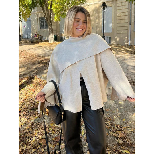 Damen modisches Oversized-Pullover mit Drapierung Heidi-Mode