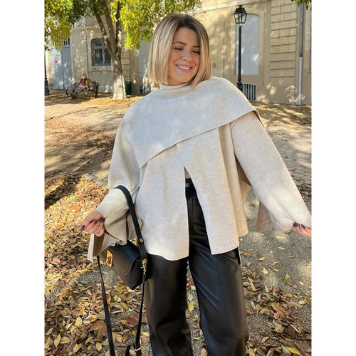 Damen modisches Oversized-Pullover mit Drapierung Heidi-Mode