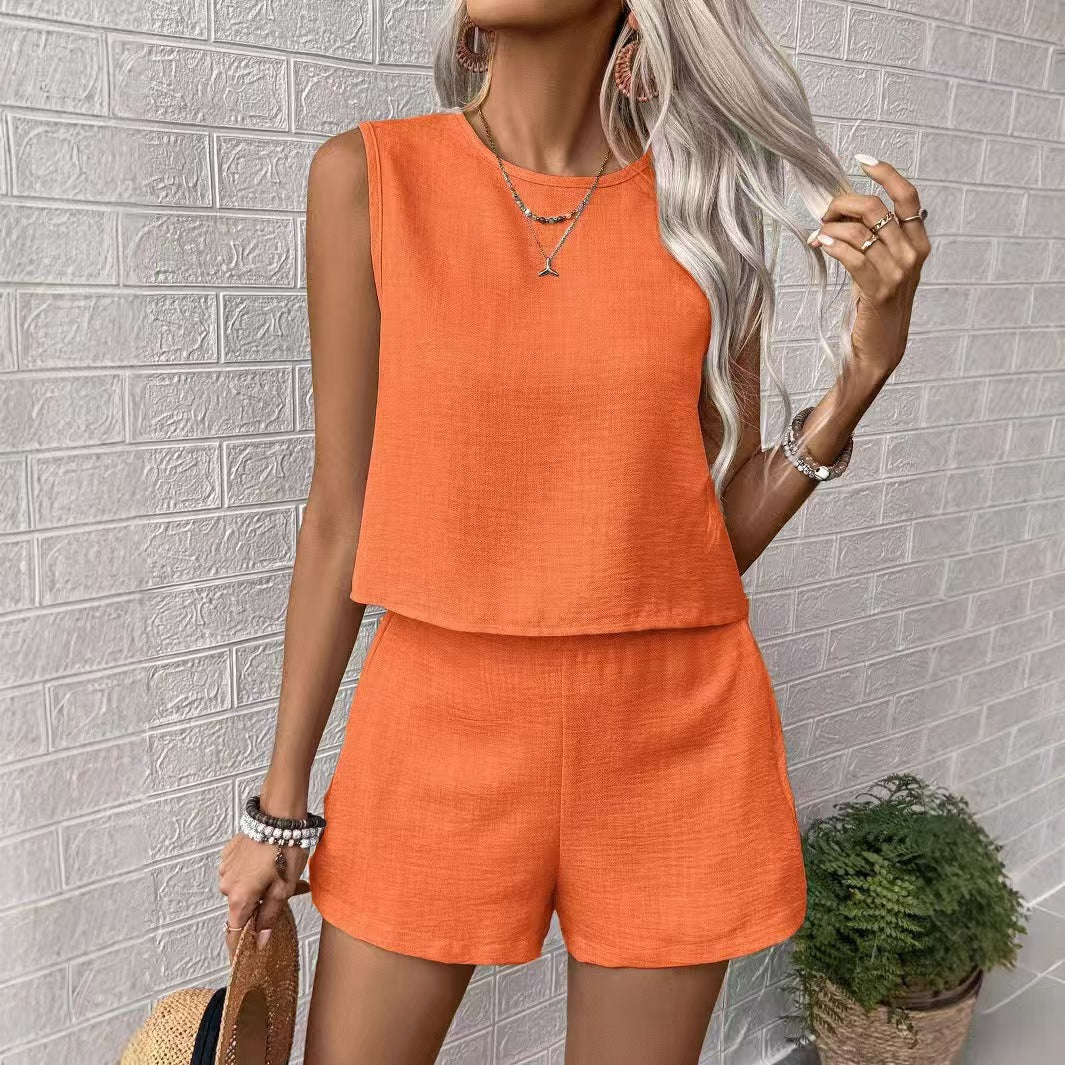Damen Zweiteiliges Loungewear-Set mit hochwertigem Leinenstoff Heidi-Mode