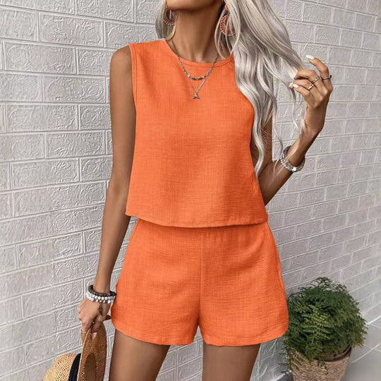 Damen Zweiteiliges Loungewear-Set mit hochwertigem Leinenstoff Heidi-Mode