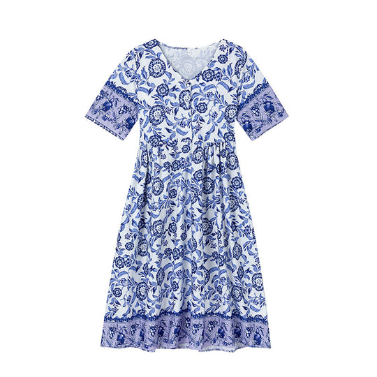 Damen Floral Print A-Linie Sommerkleid Heidi-Mode