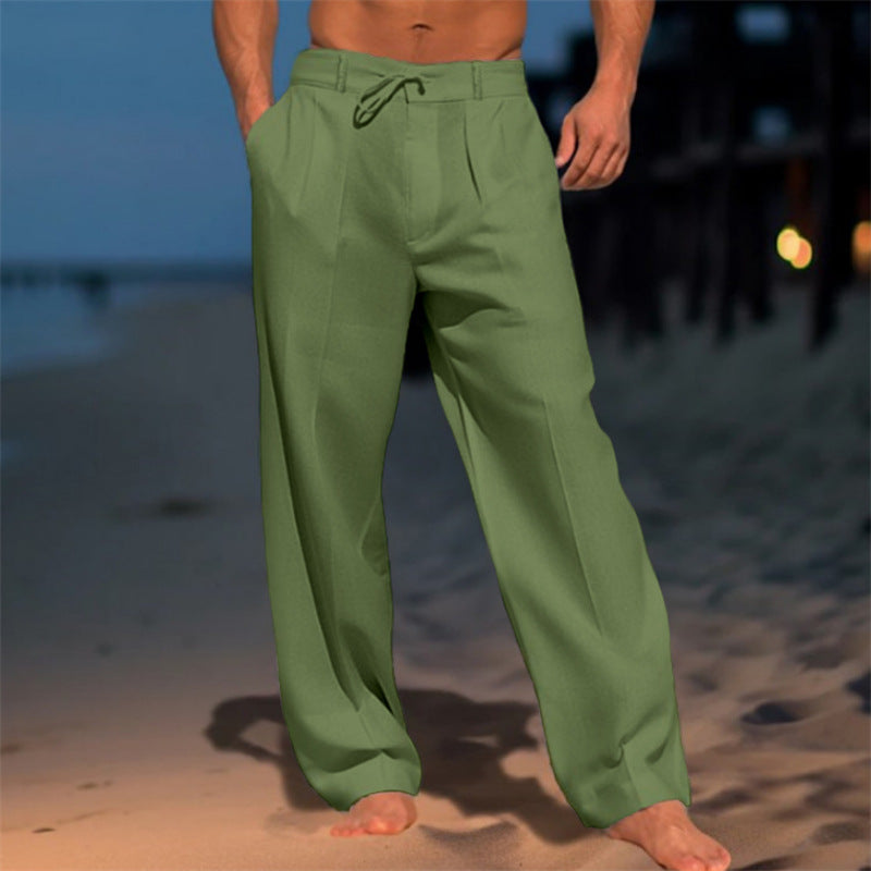Herren elegante Freizeithose mit legerem Schnitt und verstellbarem Bund Heidi-Mode