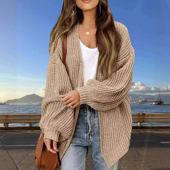 Damen Grobstrick Cardigan mit weitem Schnitt Heidi-Mode