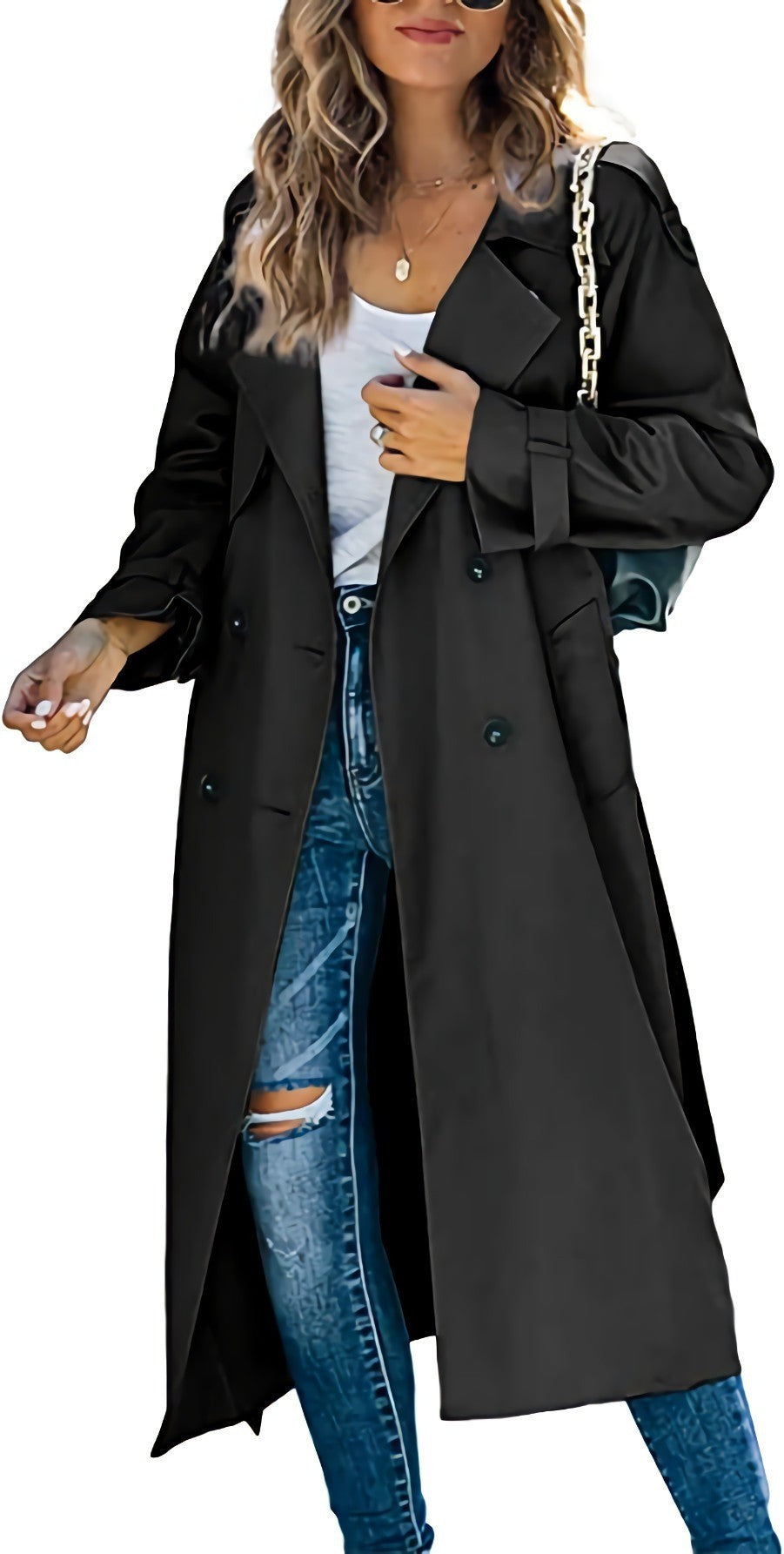 Damen Eleganter Trenchcoat im Oversize-Stil mit Taillengürtel Heidi-Mode