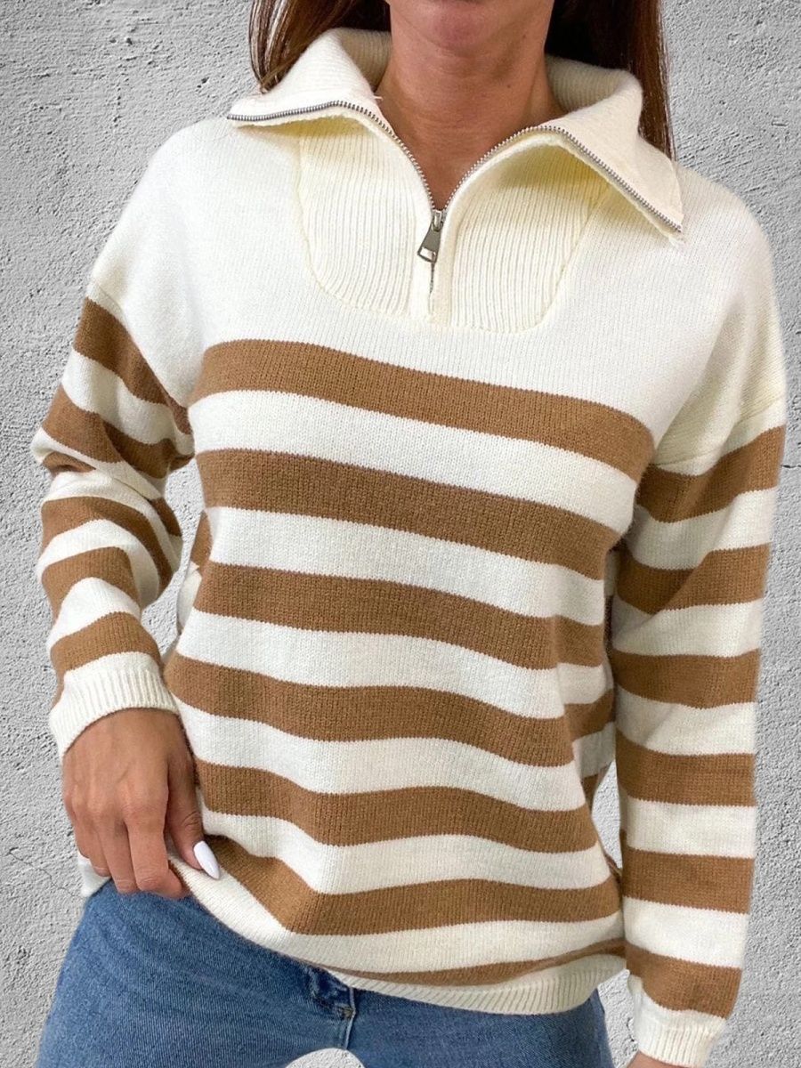 Damen Sweatshirt mit Stehkragen und Reißverschluss Heidi-Mode