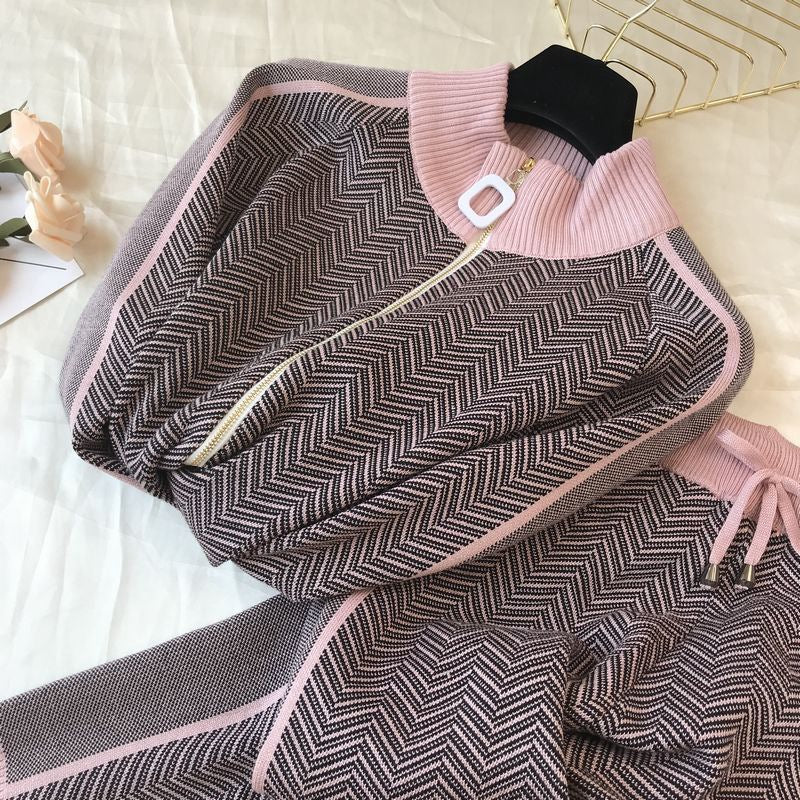 Damen Freizeitliche Strickjacke und Jogginghose Set Heidi-Mode