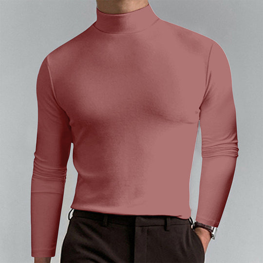 Herren Elegantes Langarm-T-Shirt mit hohem Kragen Heidi-Mode