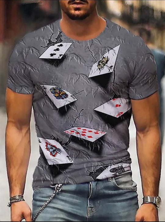 Herren T-Shirt mit künstlerischem Bienenwabenmotiv und 3D-Druck Heidi-Mode