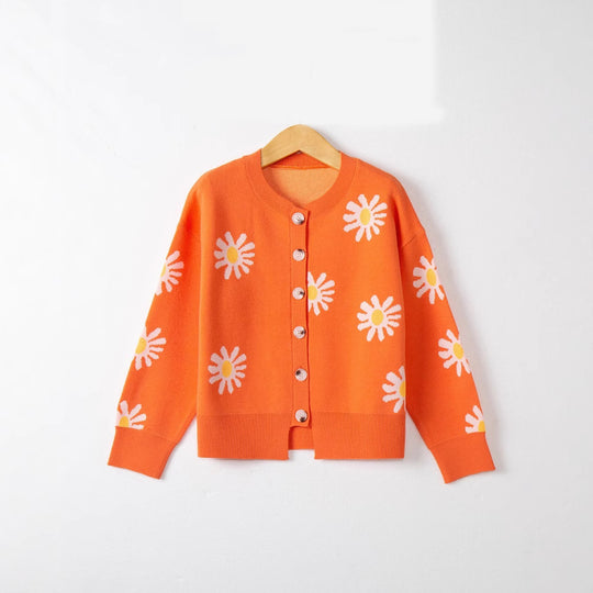 Damen Knopfpullover mit Blumenmuster Heidi-Mode