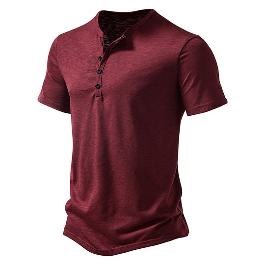 Herren Kurzarm Henley-T-Shirt mit Knopfleiste und atmungsaktivem Material Heidi-Mode