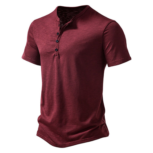 Herren Kurzarm Henley-T-Shirt mit Knopfleiste und atmungsaktivem Material Heidi-Mode