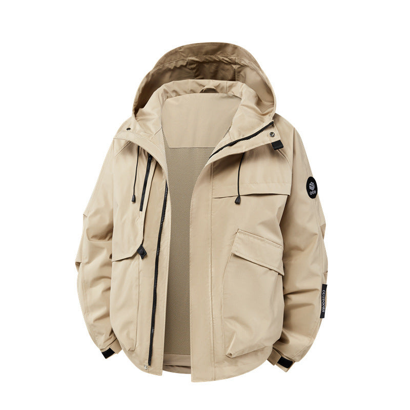 Herren technische Outdoor-Jacke mit Material und zahlreichen Reißverschlusstaschen Heidi-Mode