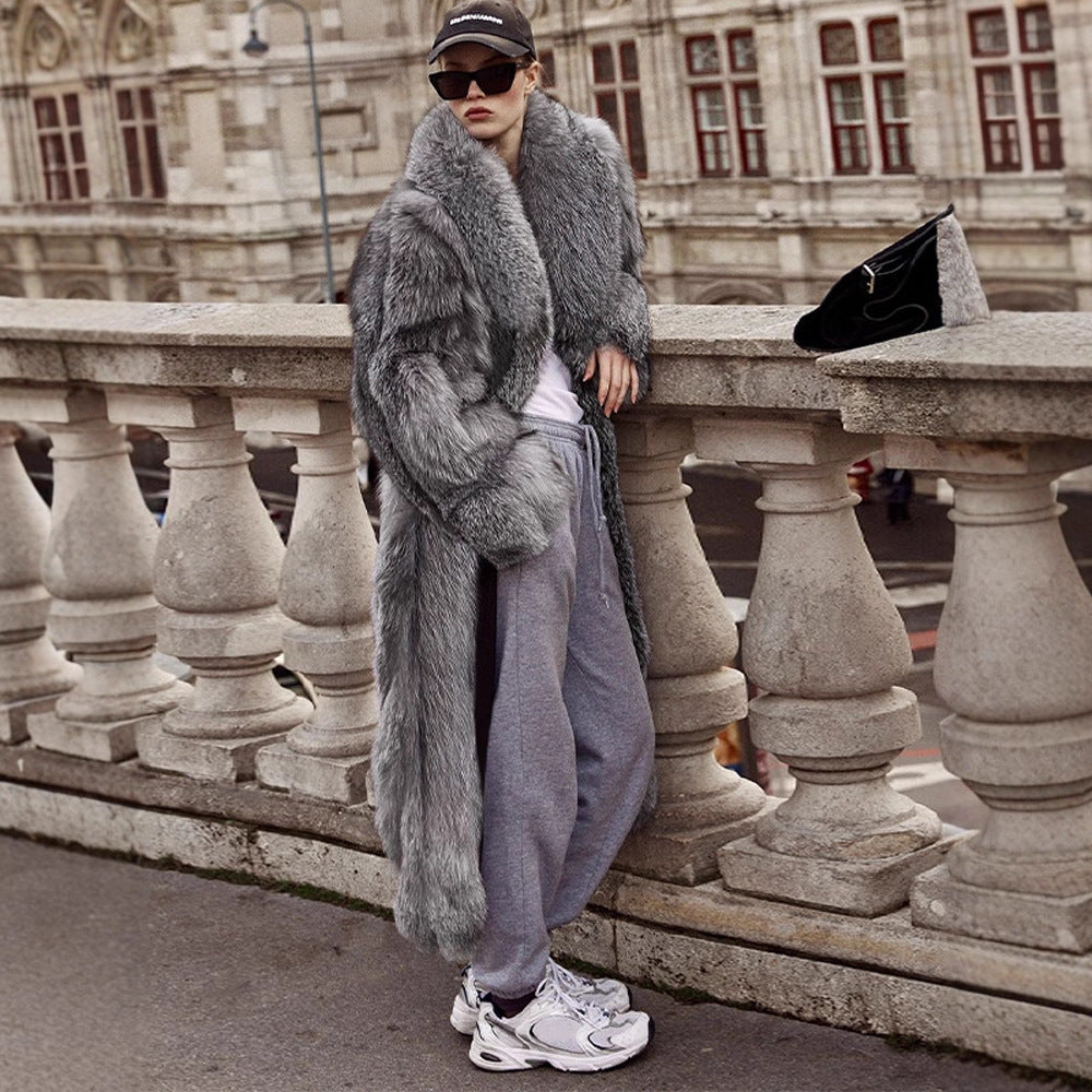 Damen Luxus Kunstfellmantel Heidi-Mode